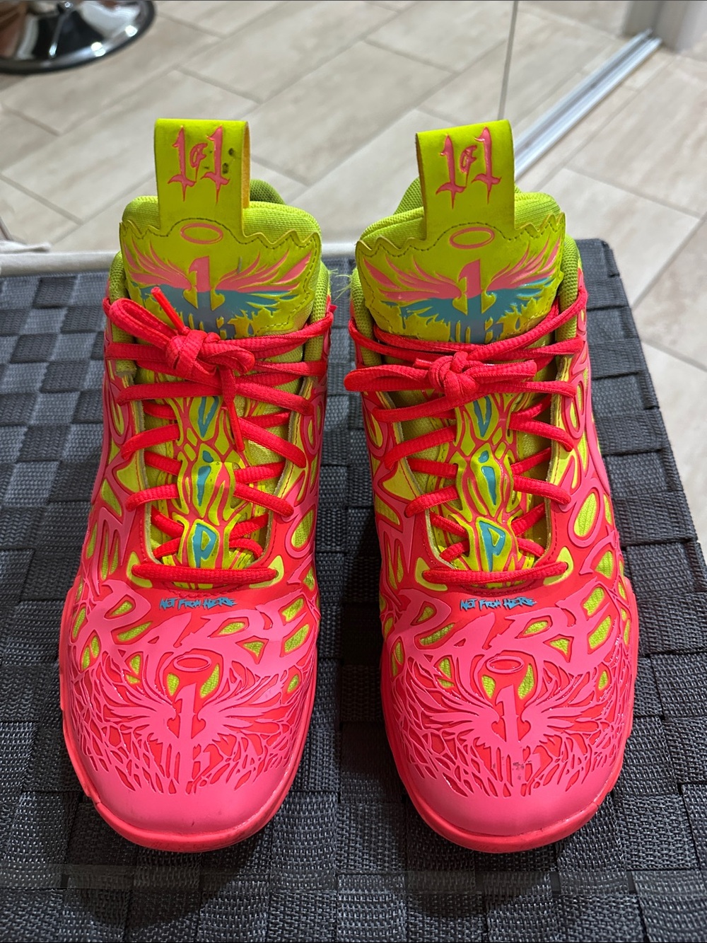 Lámelo Ball Puma Neon Pink and Yellow Graphic basketball Sneakers